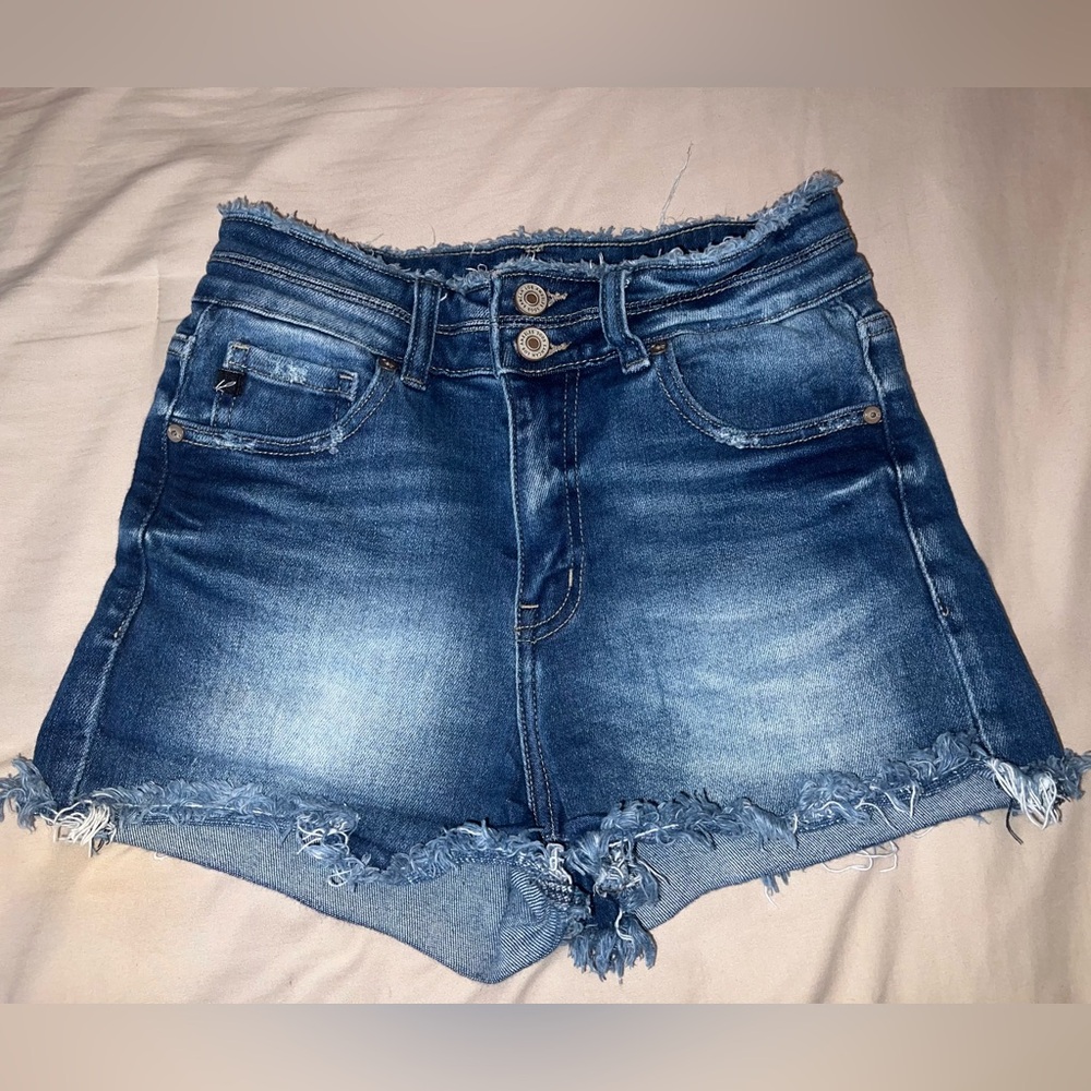 KanCan Distressed Blue Denim Shorts